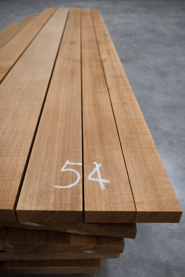 Close view of quartercut teak grain for yacht decking