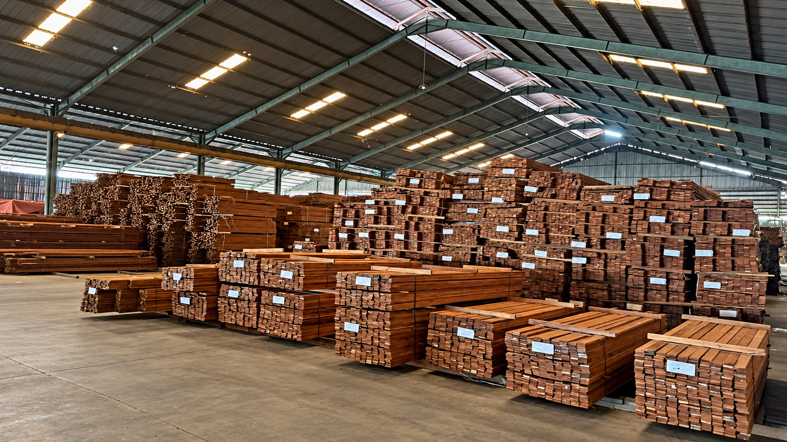 Large Lumbermill hardwood warehouse stock