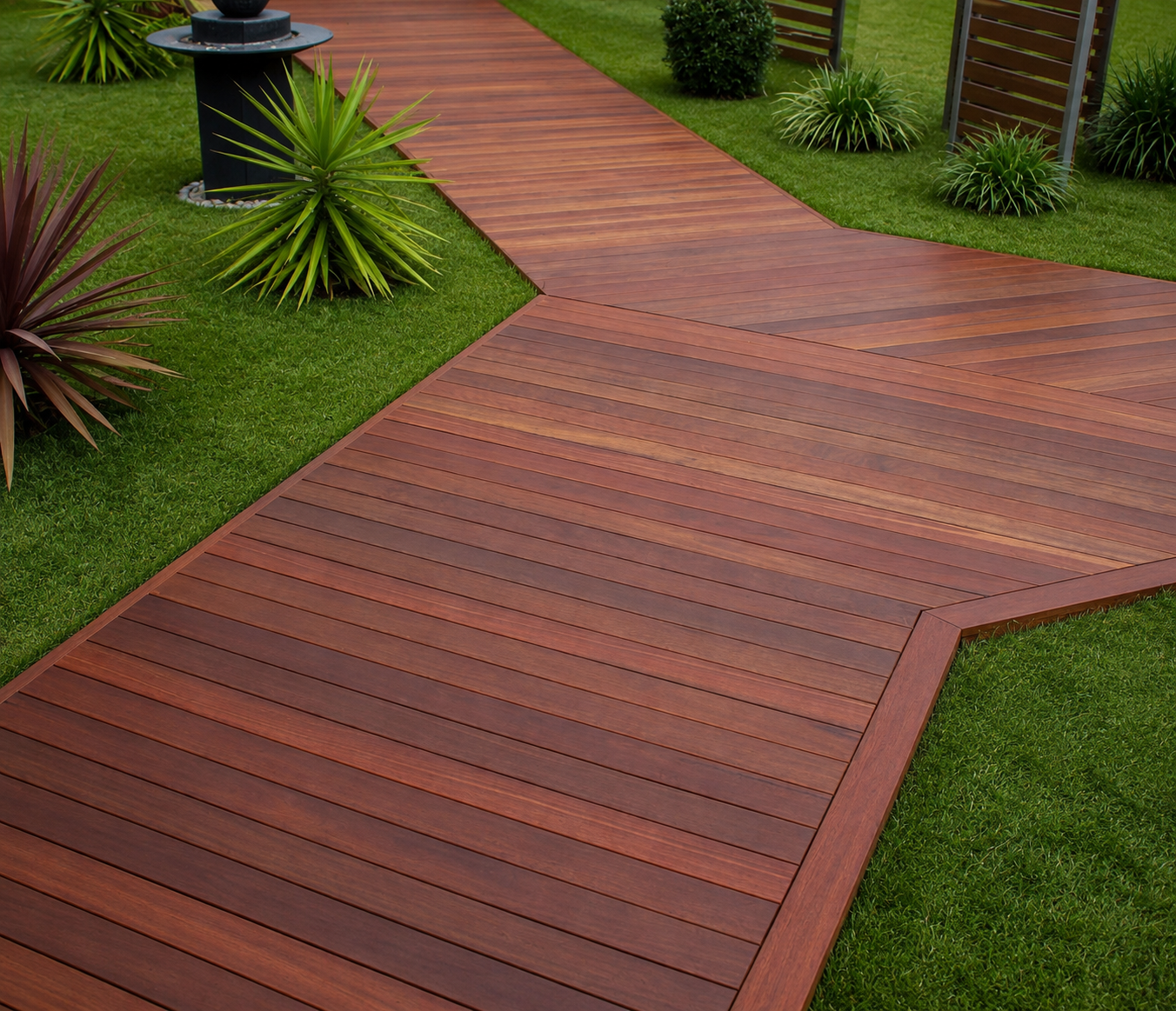 Merbau hardwood components prepared for European dimensions